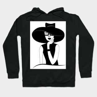 Black and white illustration of fancy lady in a hat Hoodie